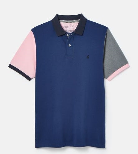 Joules Colour Block Woody Polo Shirt in Navy