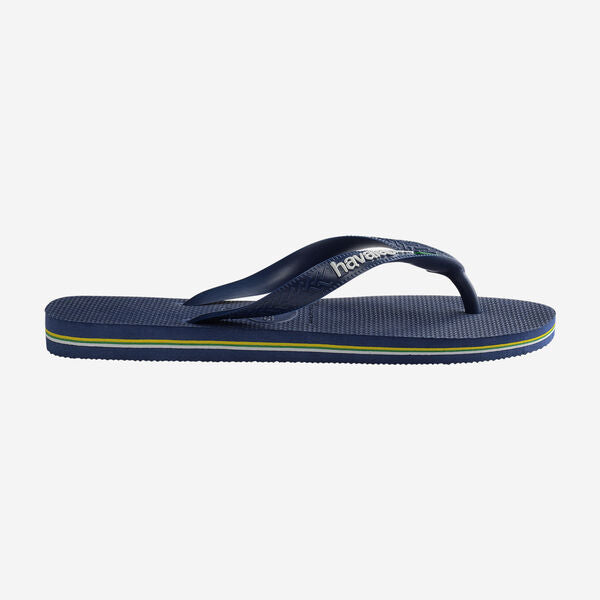 Havaianas Brasil Logo Flip Flops in Navy Blue