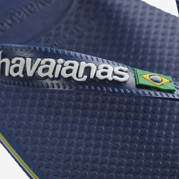 Havaianas Brasil Logo Flip Flops in Navy Blue