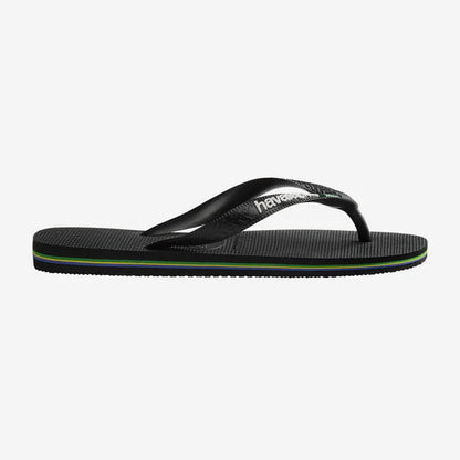 Havaianas Brasil Logo Flip Flops in Black/Black