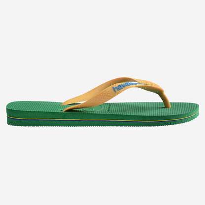 Havaianas Brasil Logo Flip Flops in Green/Yellow