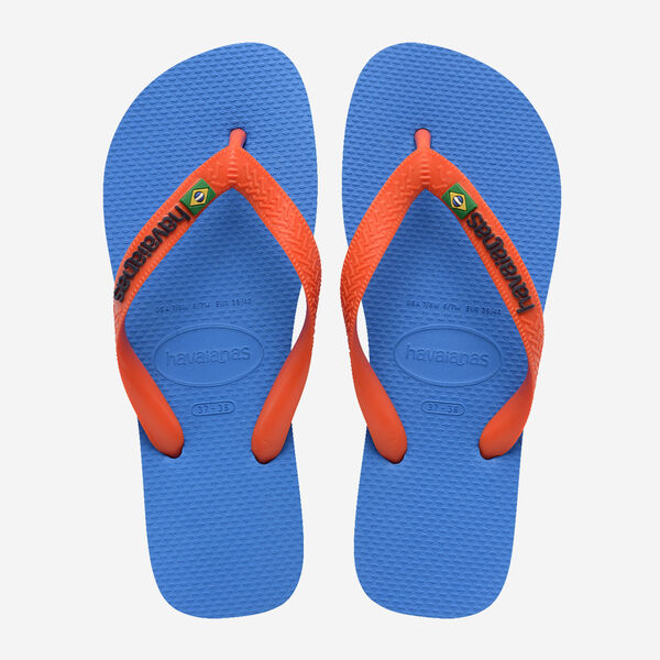 Havaianas Brasil Logo Flip Flops in Blue/Orange
