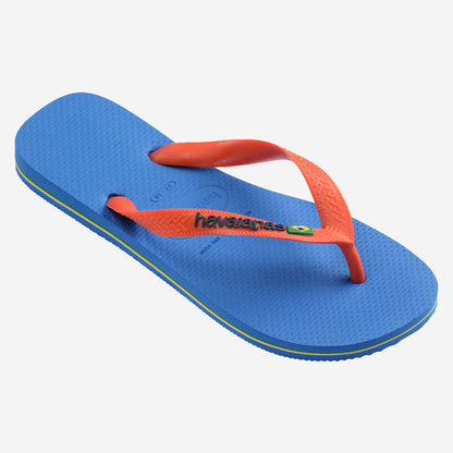 Havaianas Brasil Logo Flip Flops in Blue/Orange