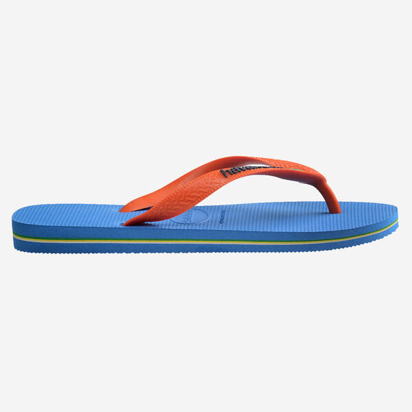 Havaianas Brasil Logo Flip Flops in Blue/Orange