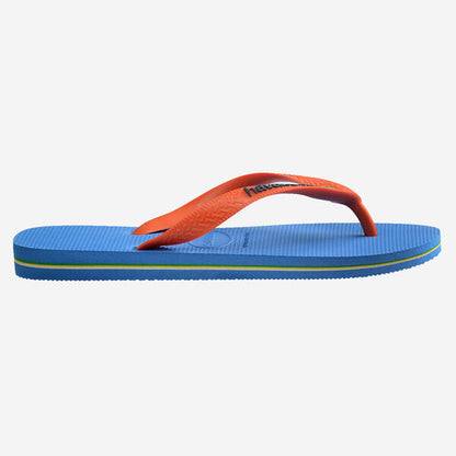 Havaianas Brasil Logo Flip Flops in Blue/Orange