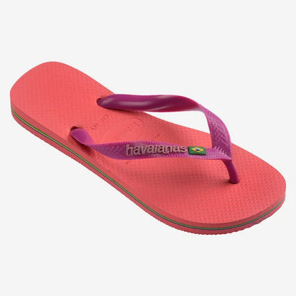 Havaianas Brasil Logo Flip Flops in Coral/Pink