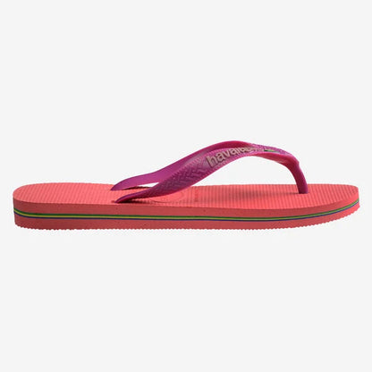 Havaianas Brasil Logo Flip Flops in Coral/Pink