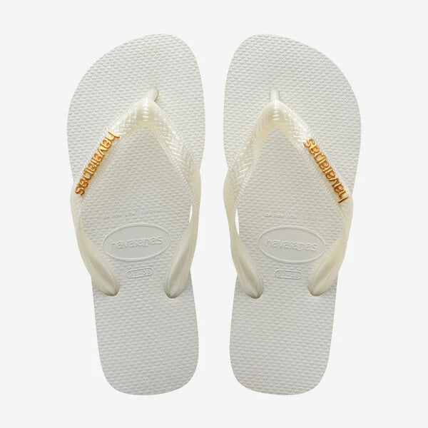 Havainanas Logo Metallic Flip Flops in White