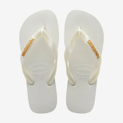 Havainanas Logo Metallic Flip Flops in White