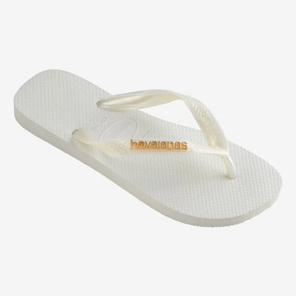 Havainanas Logo Metallic Flip Flops in White