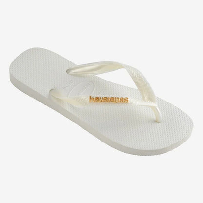 Havainanas Logo Metallic Flip Flops in White
