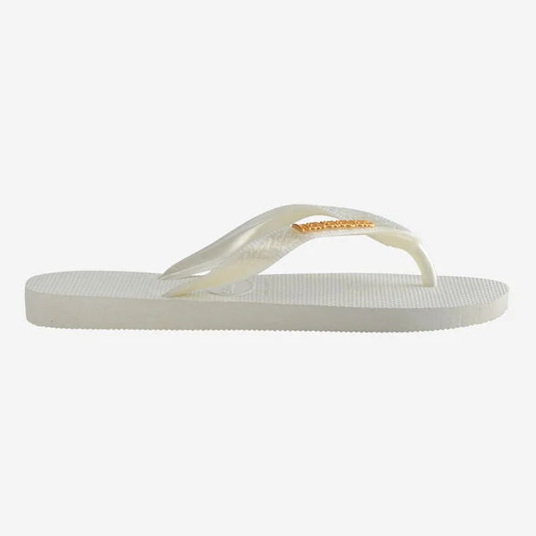 Havainanas Logo Metallic Flip Flops in White