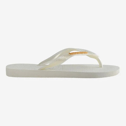 Havainanas Logo Metallic Flip Flops in White