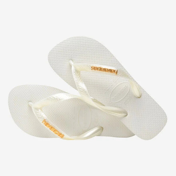 Havainanas Logo Metallic Flip Flops in White