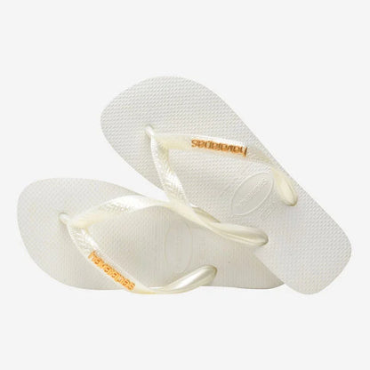 Havainanas Logo Metallic Flip Flops in White