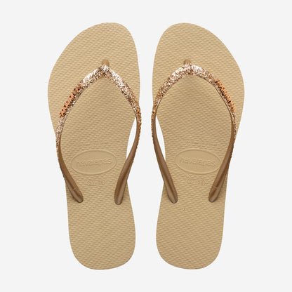 Havaianas Slim Glitter Flip Flops in Sand Grey
