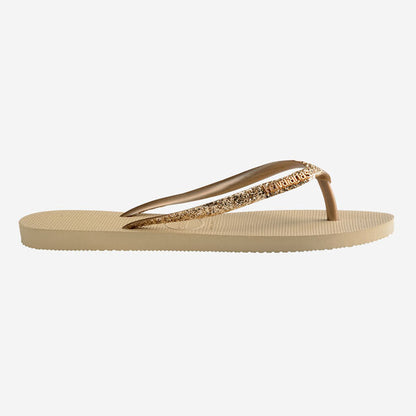 Havaianas Slim Glitter Flip Flops in Sand Grey