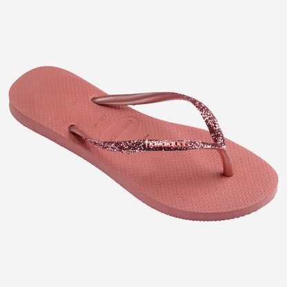 Havaianas Slim Glitter Flip Flops in Canyon Clay