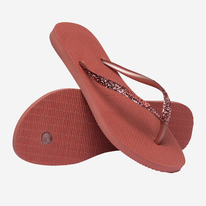 Havaianas Slim Glitter Flip Flops in Canyon Clay