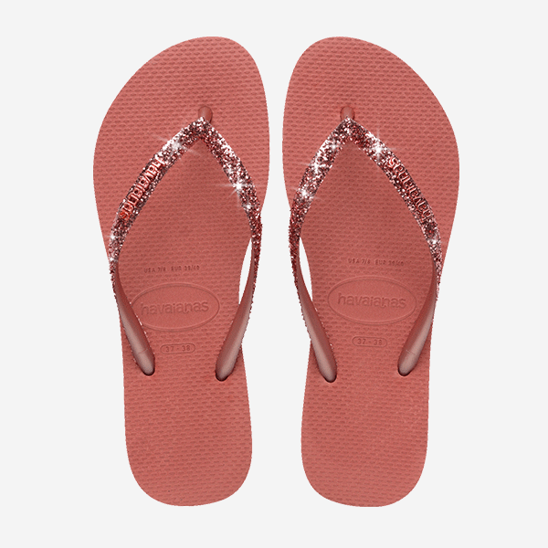 Havaianas Slim Glitter Flip Flops in Canyon Clay