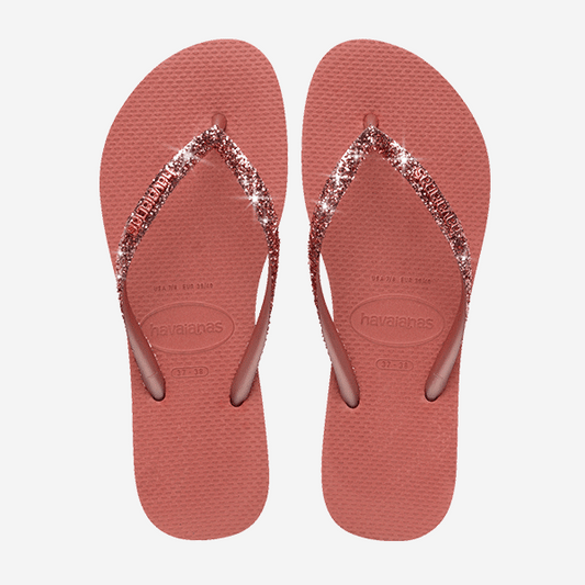 Havaianas Slim Glitter Flip Flops in Canyon Clay