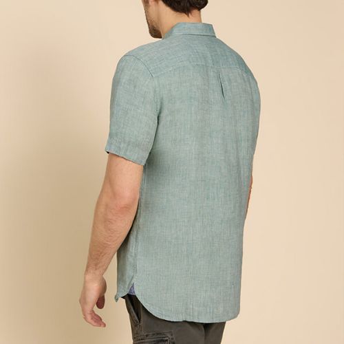 White Stuff Pembroke Short sleeved Linen Shirt in Mint Green