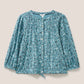 White Stuff Bennie Tie Hem Shirt in Teal Print