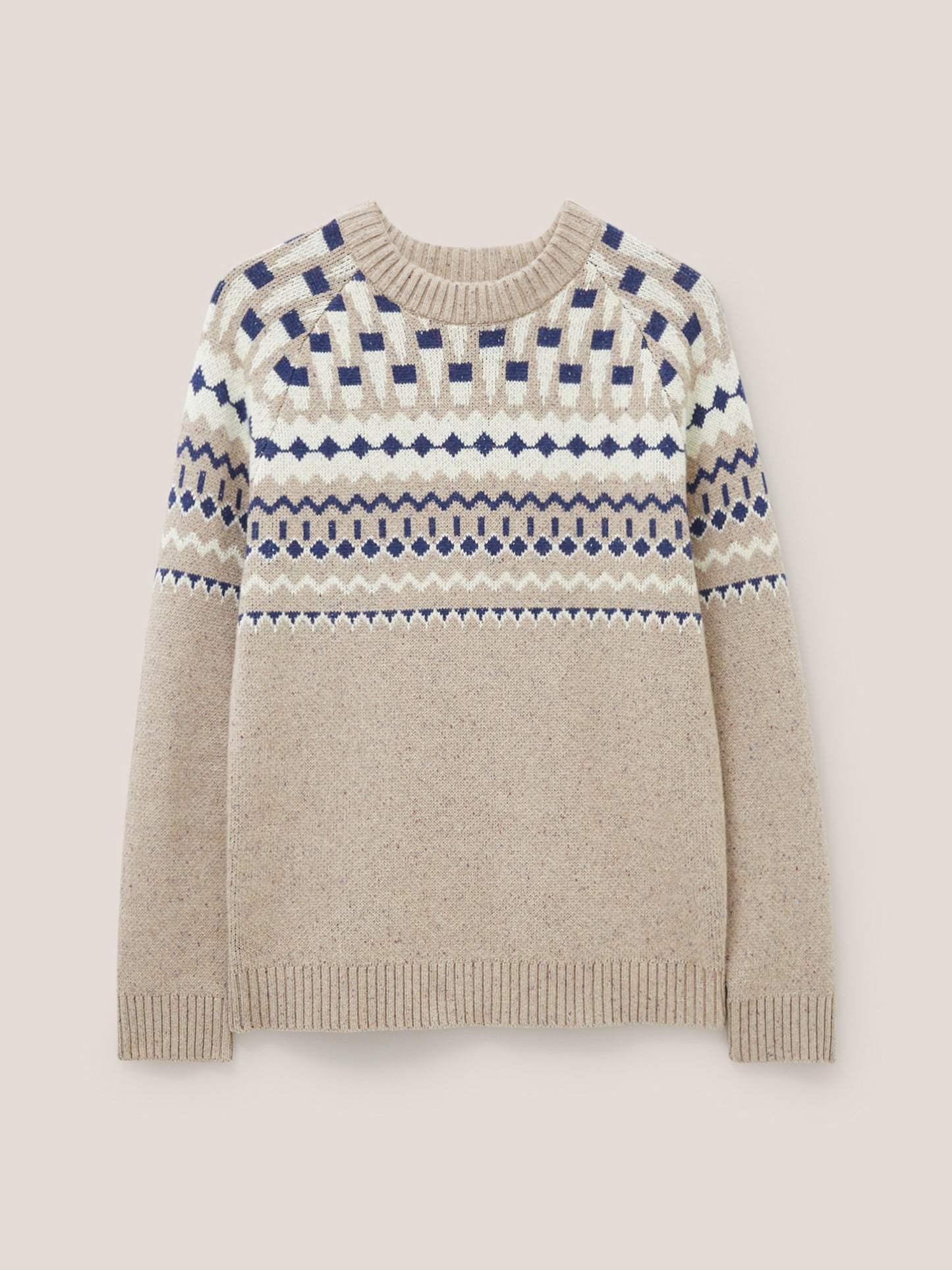 White Stuff Nordic Yoke Fairisle Crew in Dark Natural