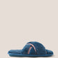 White Stuff Faux Fur Mule Slipper in Mid Teal