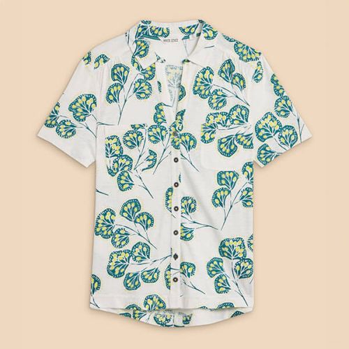 White Stuff Penny Pocket Jersey Shirt in Ivory Print