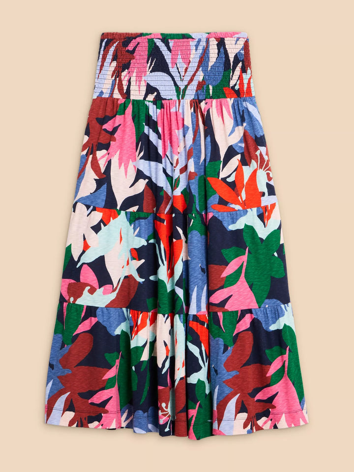 White Stuff Marissa Jersey Maxi Skirt in Blue Print