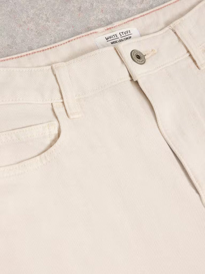 White Stuff Tia Cropped Wide Leg Jeans in Natural White