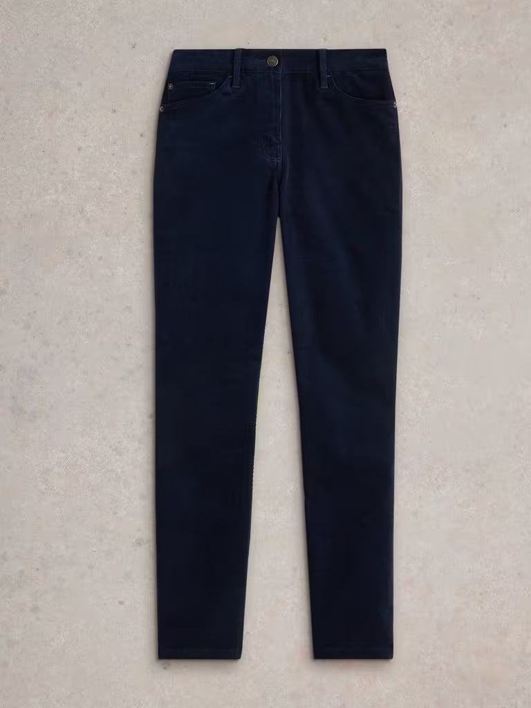 White Stuff Brooke Cord Straight Trousers in Dark Navy