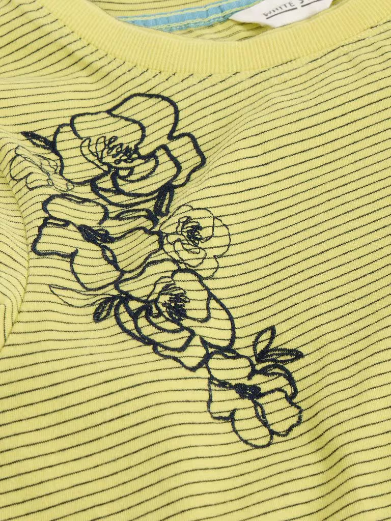 White Stuff Clara Long Sleeve Embroidered Top in Yellow Multi