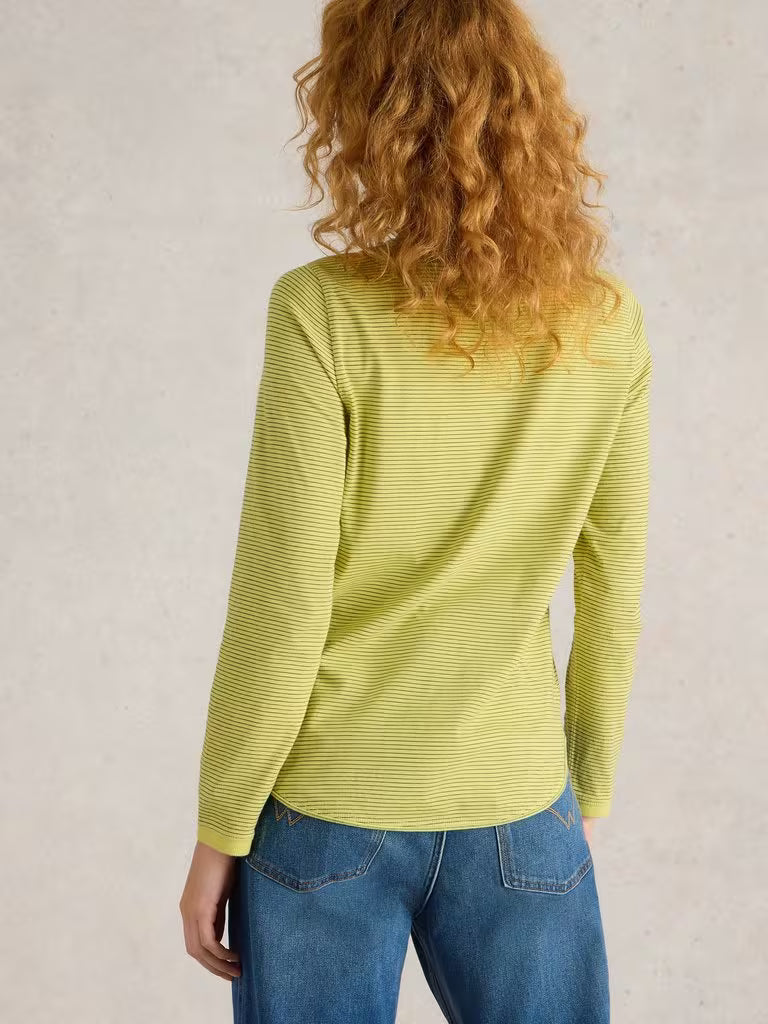 White Stuff Clara Long Sleeve Embroidered Top in Yellow Multi