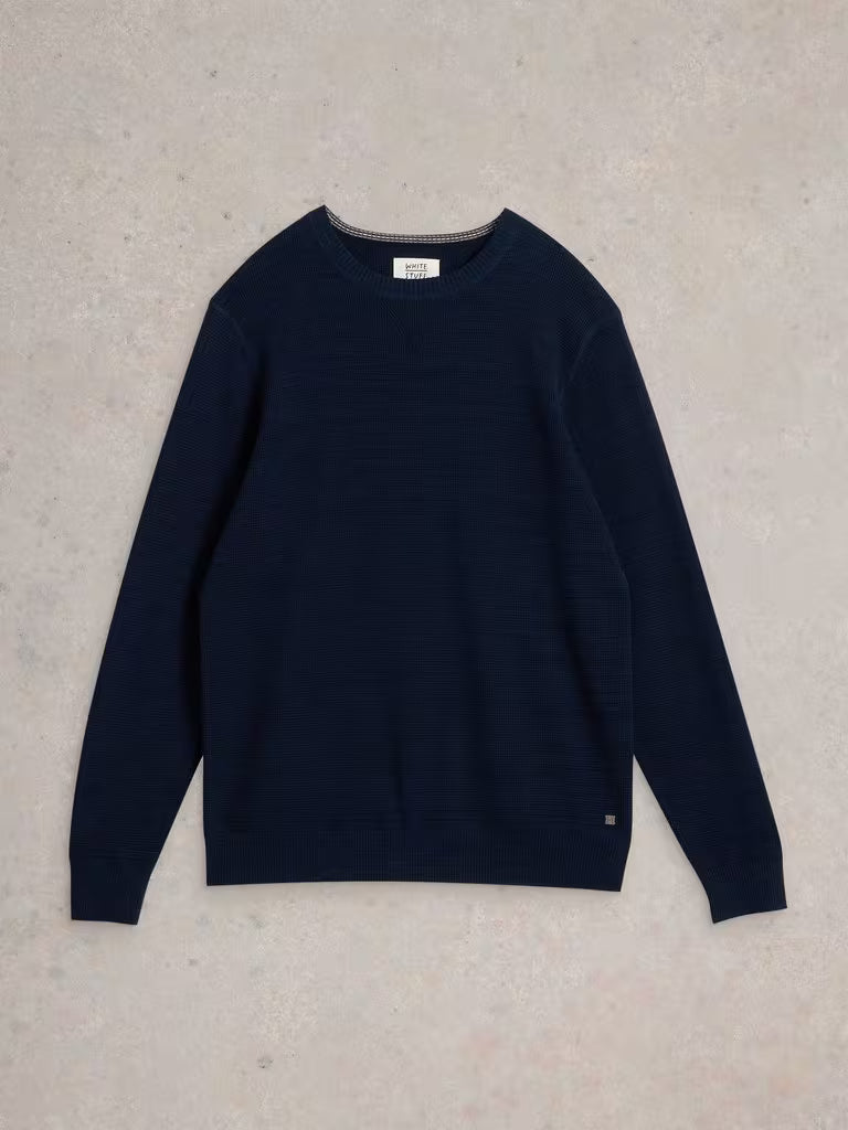 White Attadale Jumper in Dark Navy