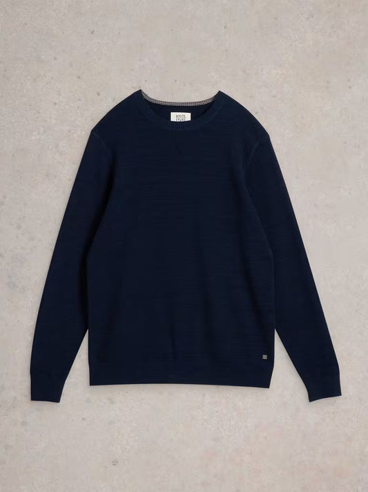 White Attadale Jumper in Dark Navy