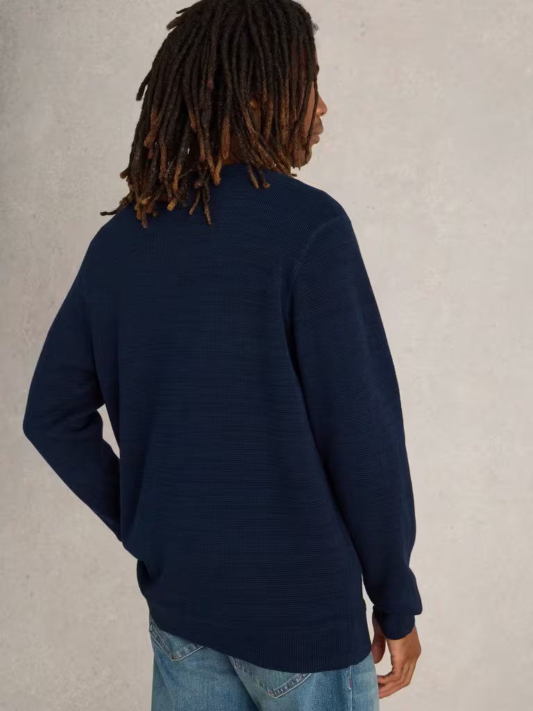 White Attadale Jumper in Dark Navy