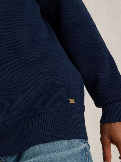 White Attadale Jumper in Dark Navy