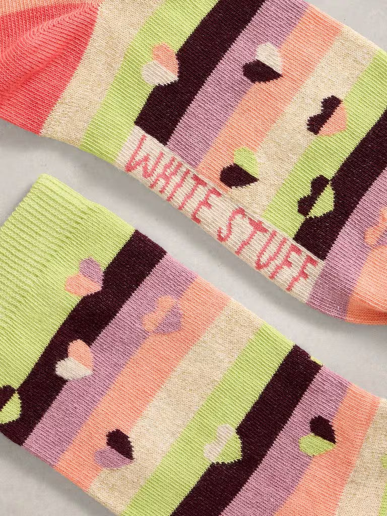 White Stuff Pattern Ankle Sock in Green Multi