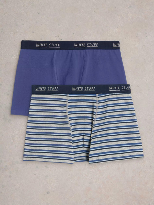White stuff Hove 2 Pack Boxer in Navy Print Multi