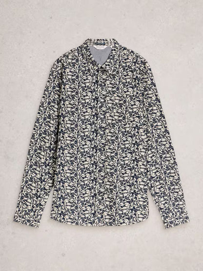 White Stuff Salcombe fish print Long sleeve shirt in Navy