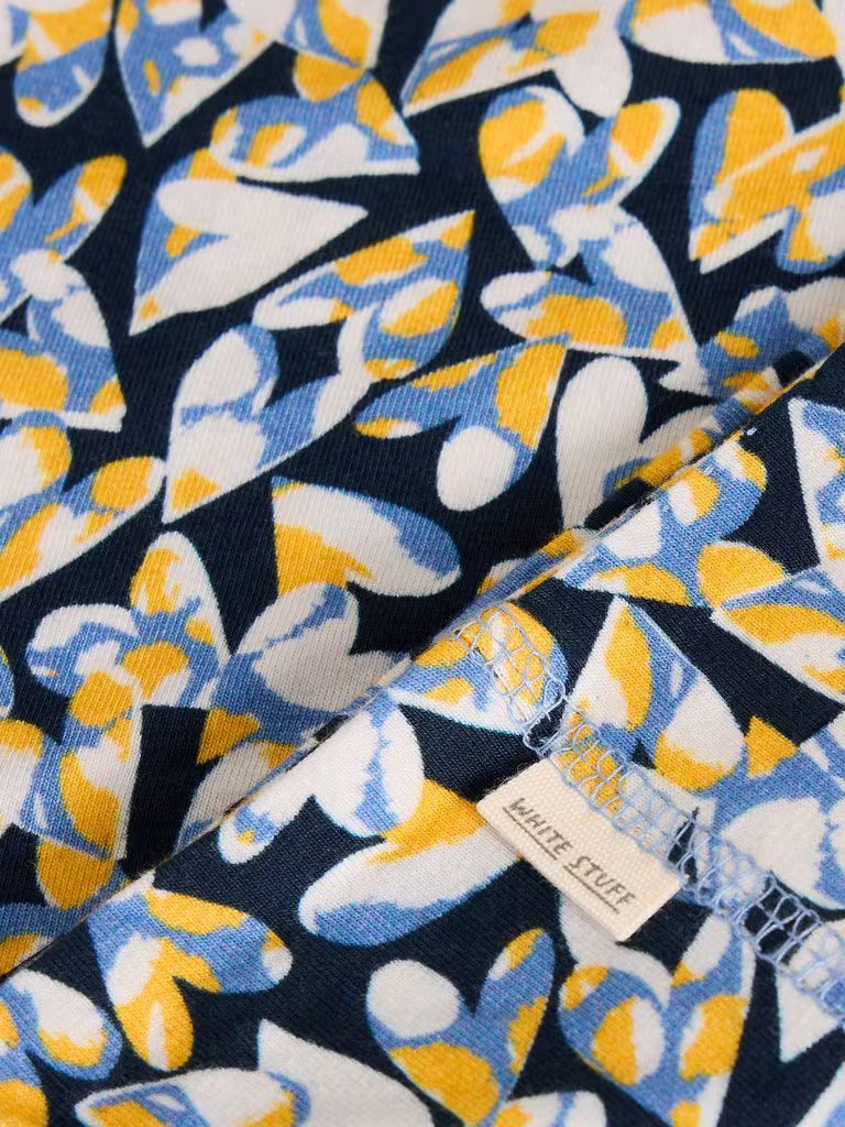 White Stuff Versatile Neck Jersey Roll in Chartreuse Print