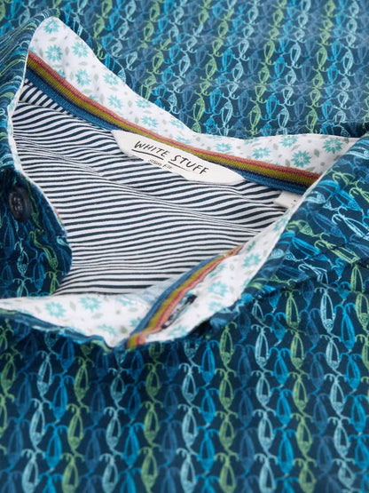 White Stuff Salcombe Fish Print Shirt in Navy Print