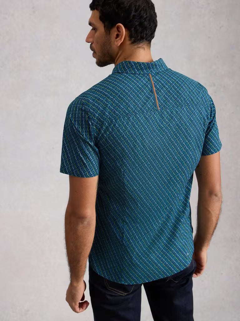 White Stuff Salcombe Fish Print Shirt in Navy Print
