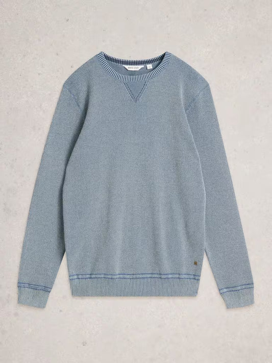 White Stuff Attadale Long Sleeve Crew Neck Jumper in Mid Blue