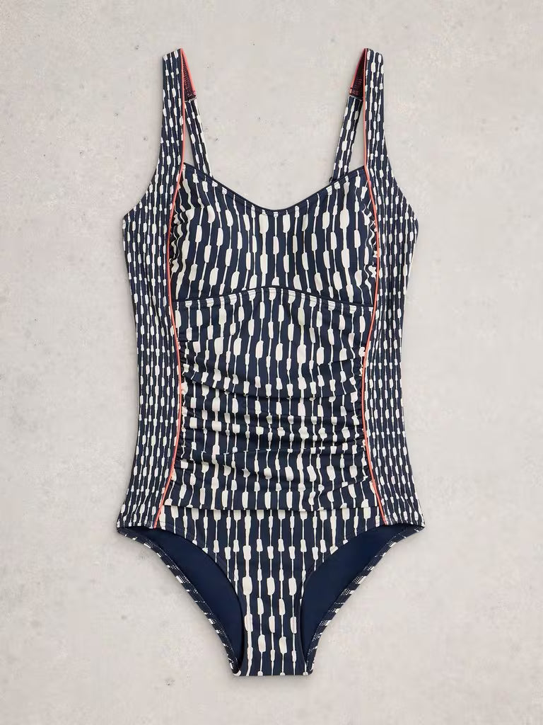 White Stuff Splash Control Swimsuit in Navy Multi