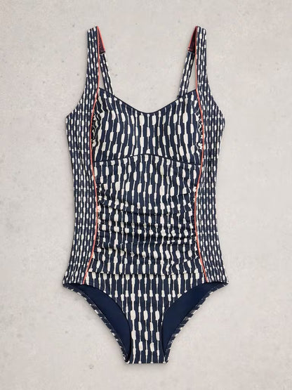 White Stuff Splash Control Swimsuit in Navy Multi