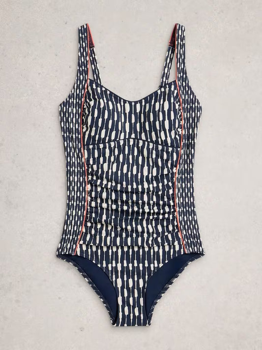 White Stuff Splash Control Swimsuit in Navy Multi