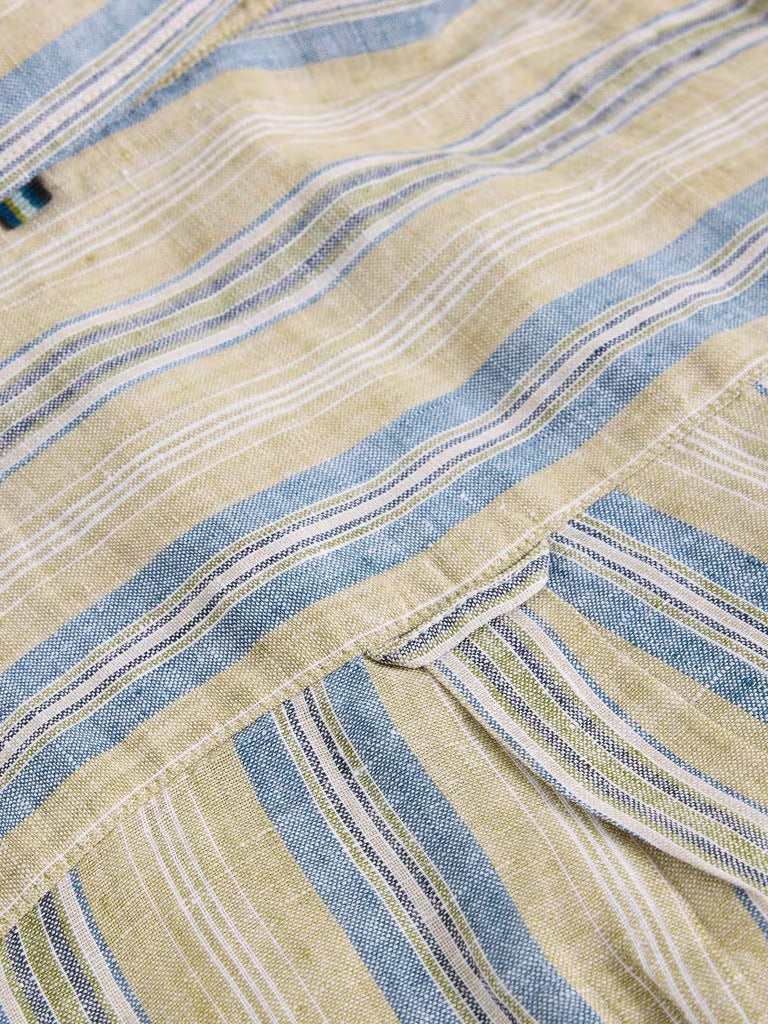 White Stuff Keswick Linen Stripe Shirt in Green Multi